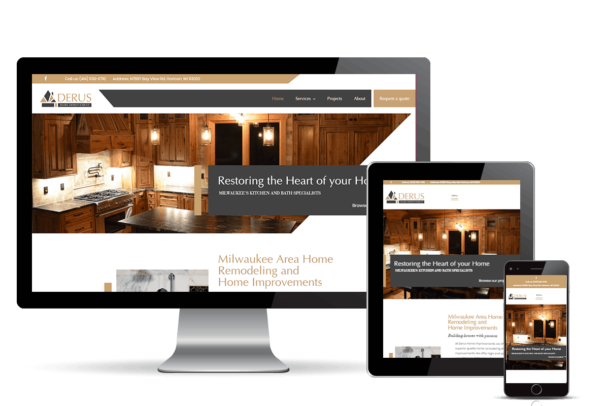 home contractor website for Derus banner home page