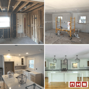 before and after construction of the house interior