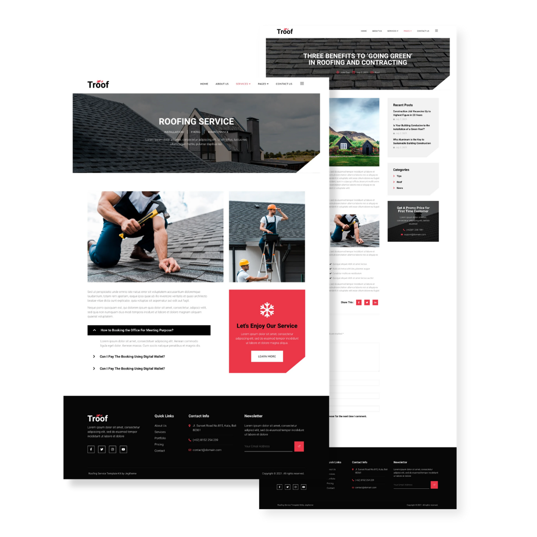 Custom roofing Website Design 1